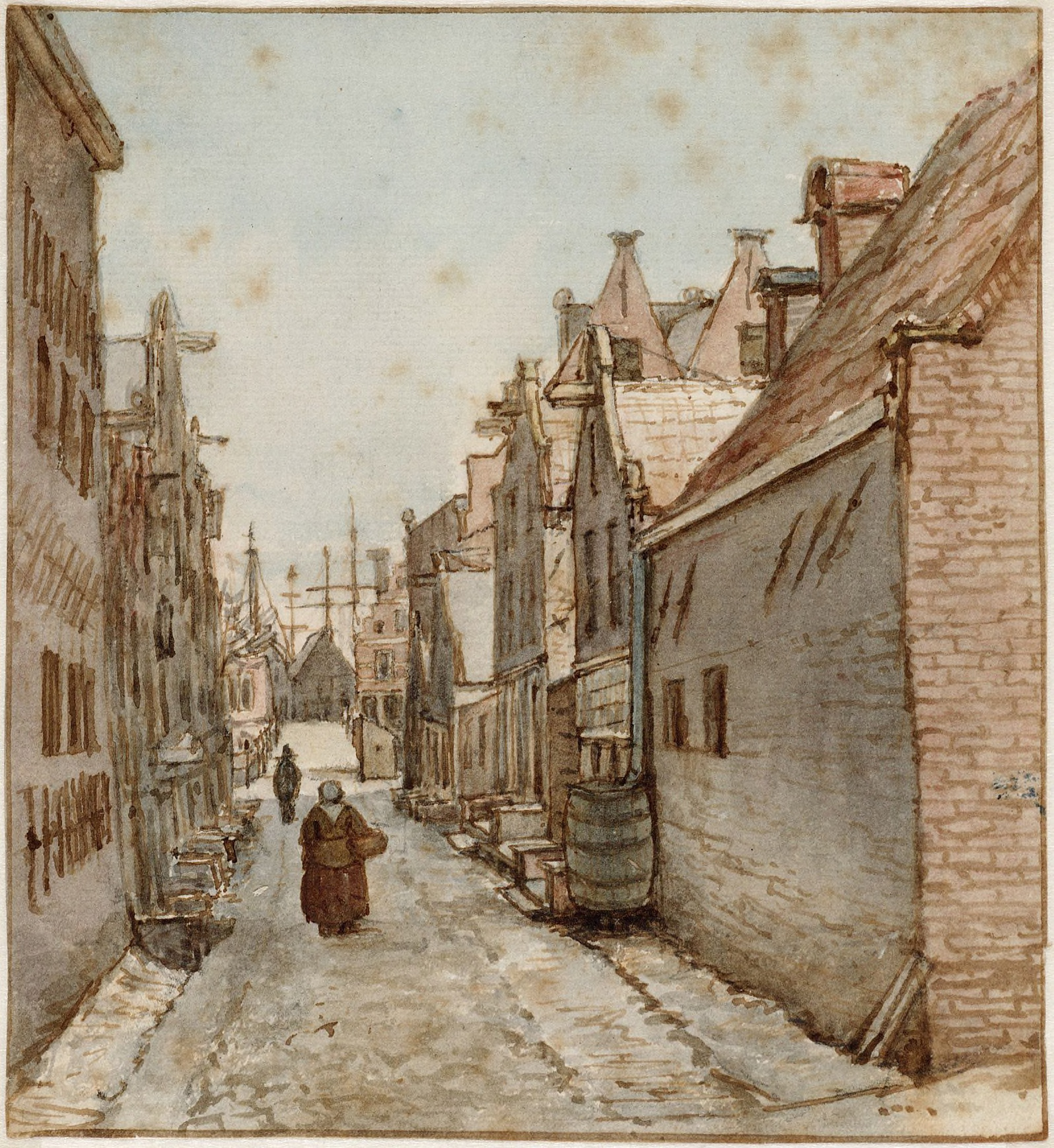 Galgenstraat, Galgenbrug en Kleine Bickersstraat, Gerrit Lamberts, 1816. De uitzicht op Noord is al belemmerd door bebouwing op Bickerseiland