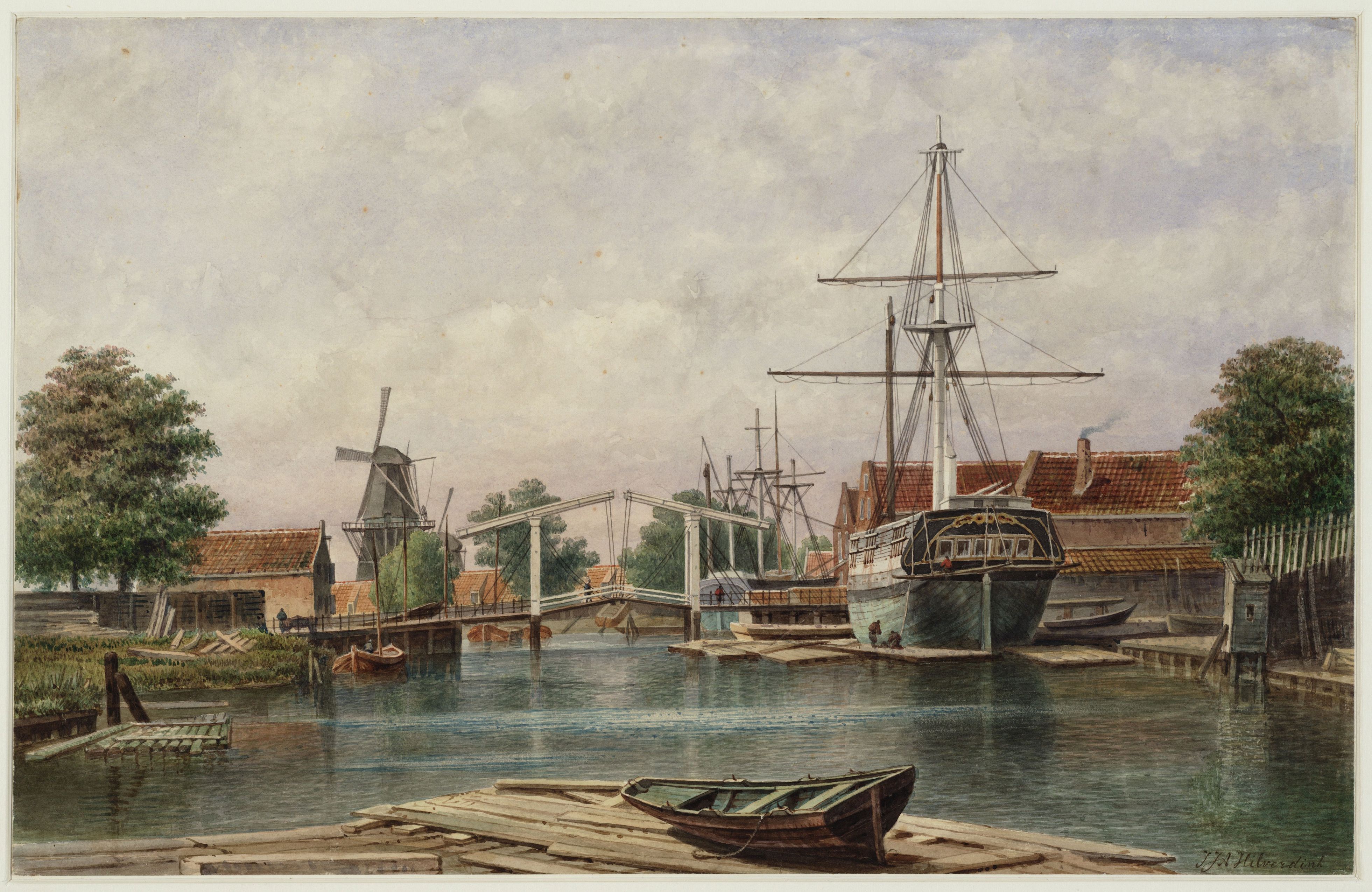 de Drieharingebrug, Johannes Hilverdink, 1855
