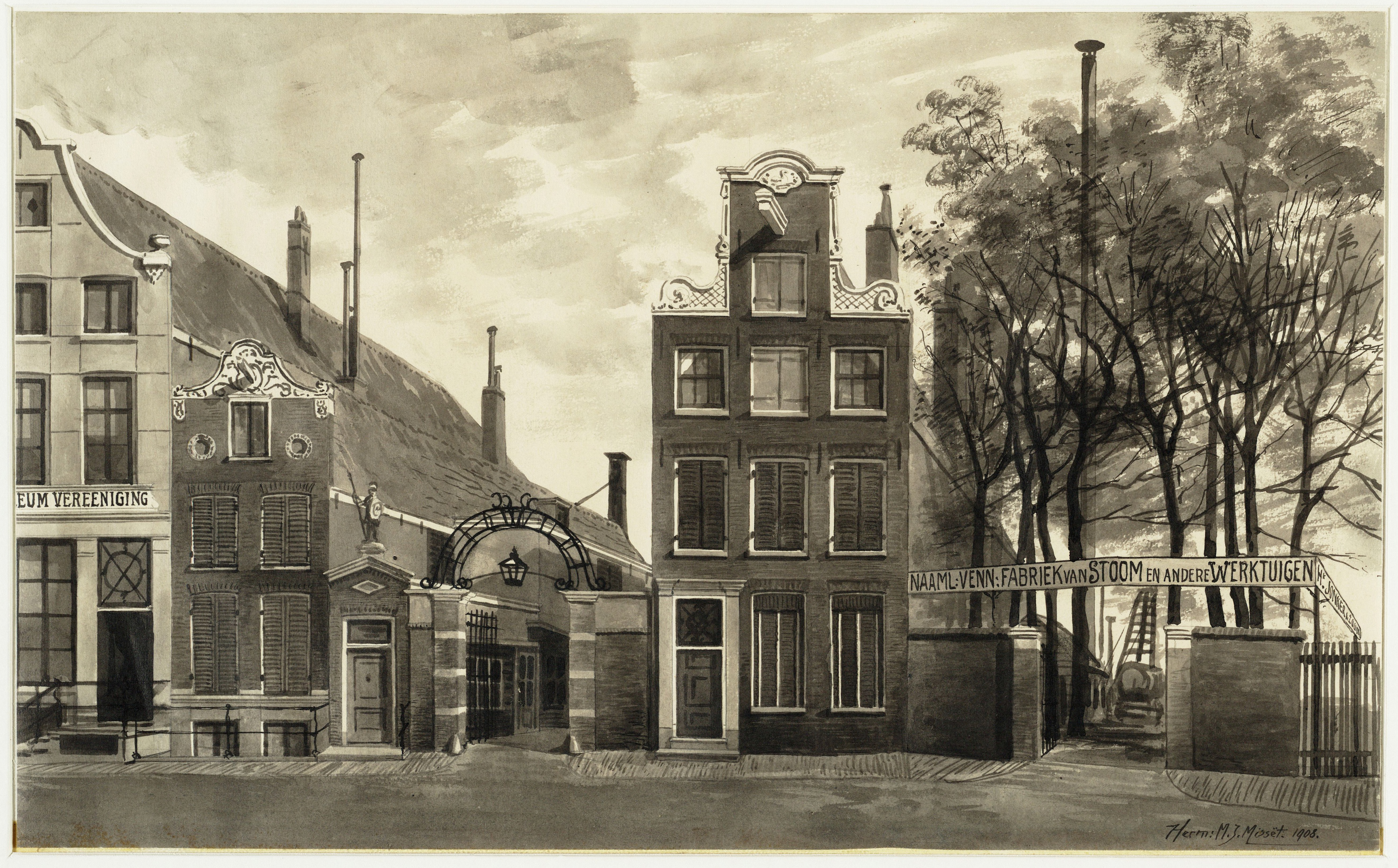 Machinefabriek Jonker met de reus boven de poort, Herman Misset, 1908