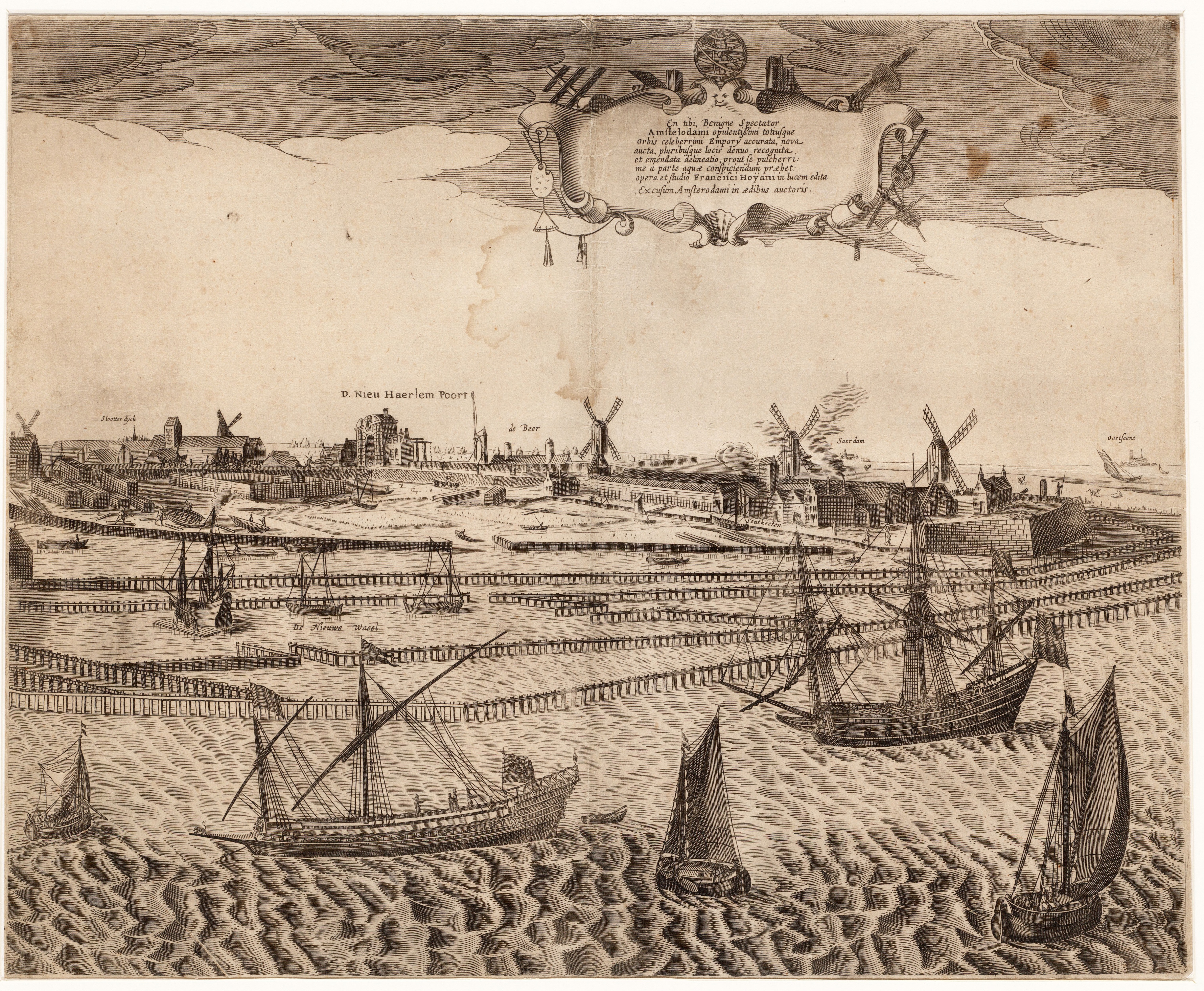 Amsterdam gezien vanaf het IJ in 1615, Blaauwhoofd is uiterst rechts, Franciscus Hoeye
