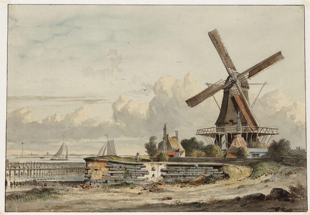 voor molen De Bok ligt bolwerk Blaauwhoofd, Johannes Jelgerhuis, 1813