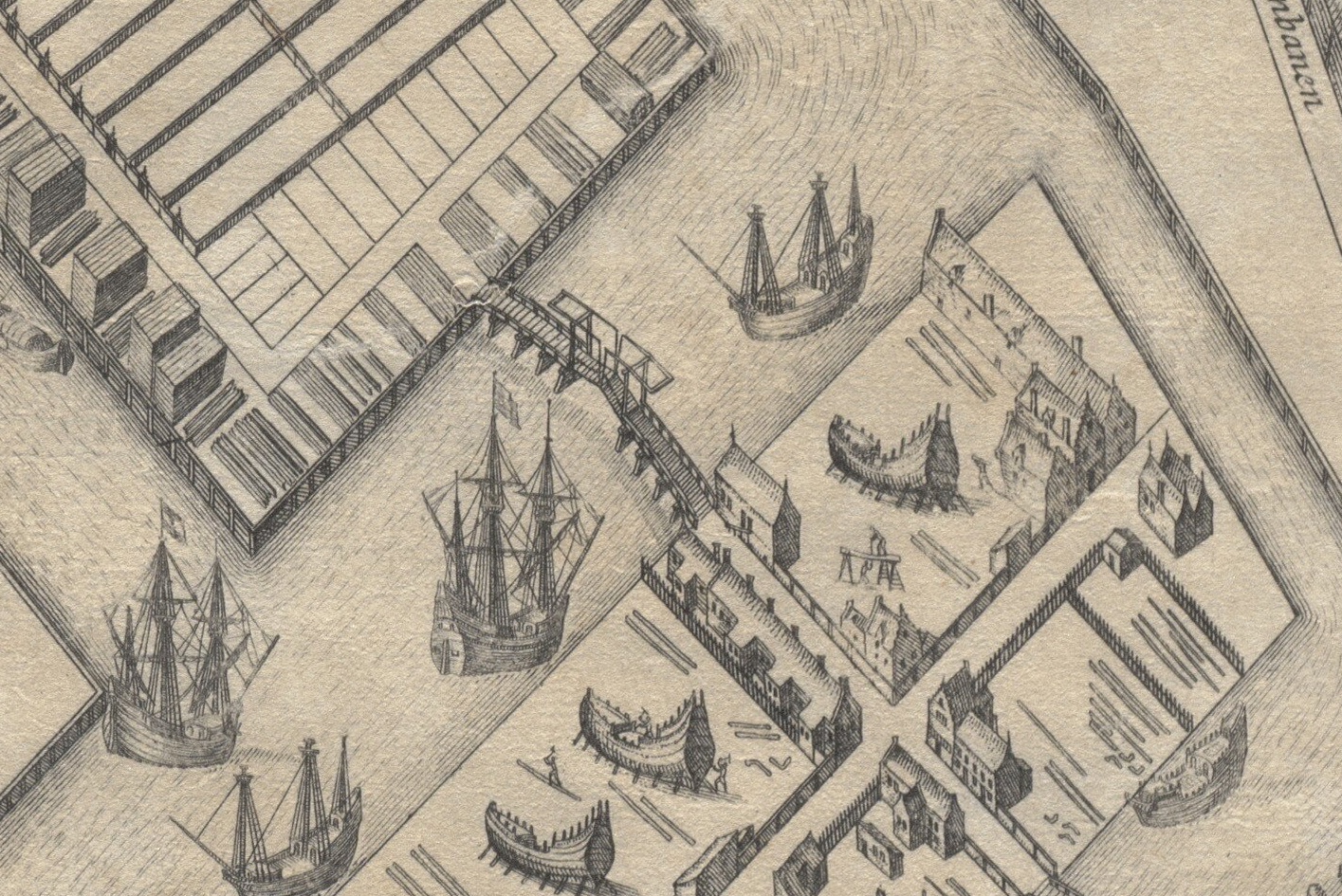 de Drieharingenbrug op de kaart uit 16125