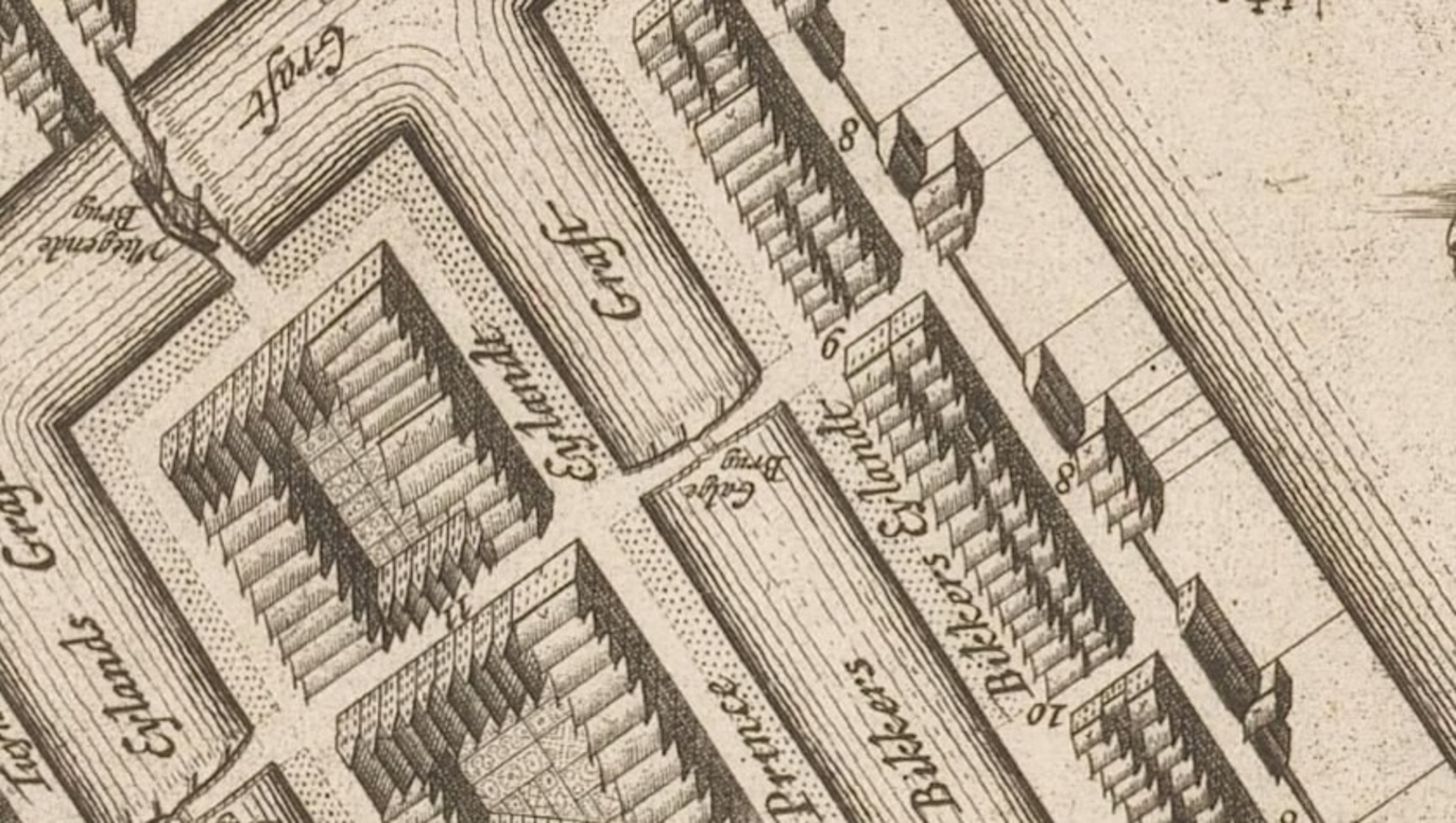 de Galge Brug op de kaart uit 1737